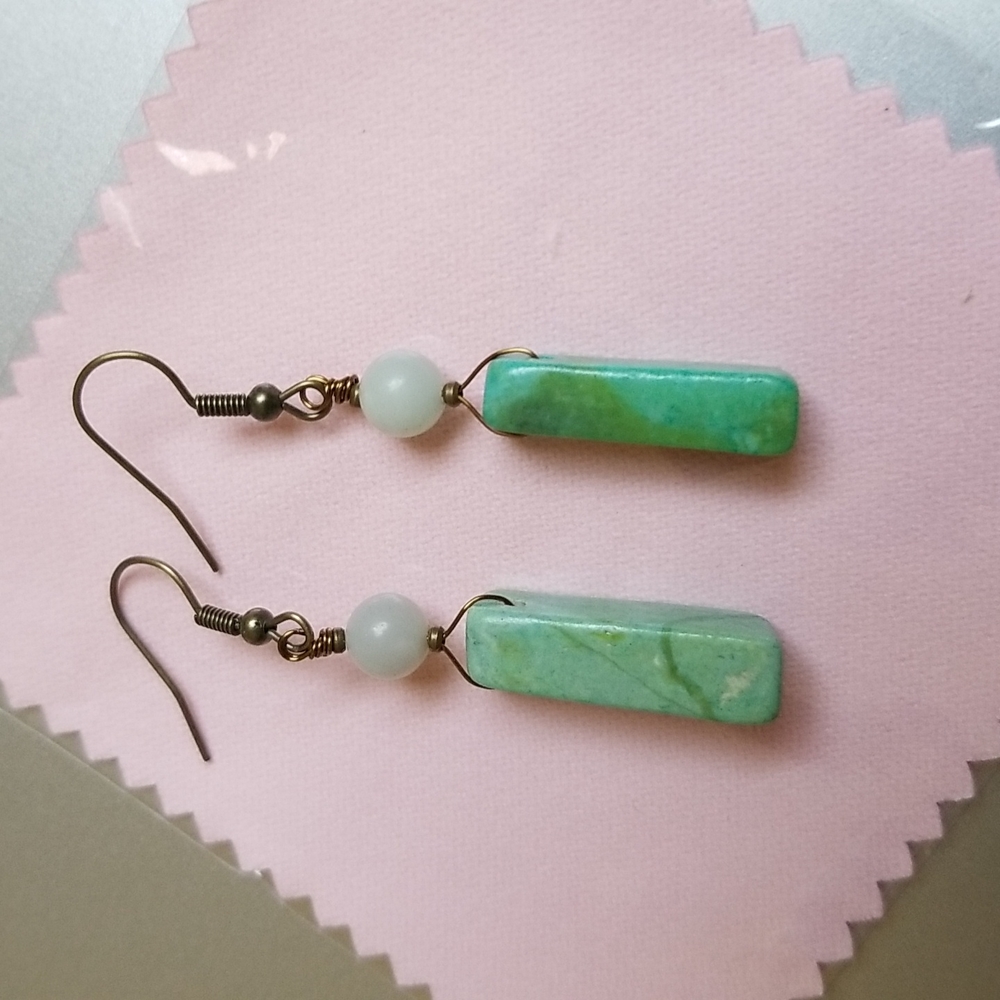 Earrings amazonite + green glass